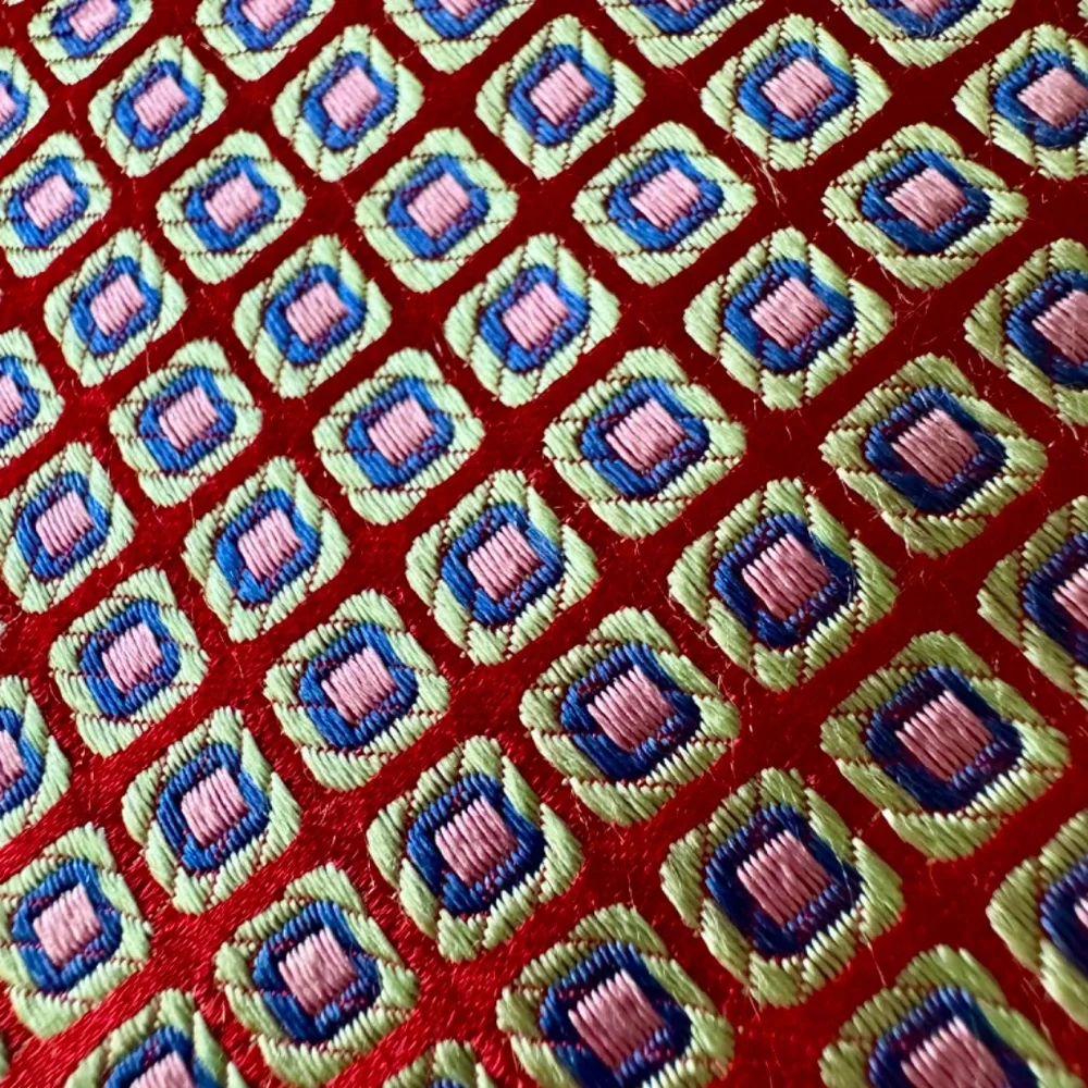 $275 - Holland & Sherry Red Blue Geometric Neck Tie - Saville Row - Made in USA - Picture 2 of 5